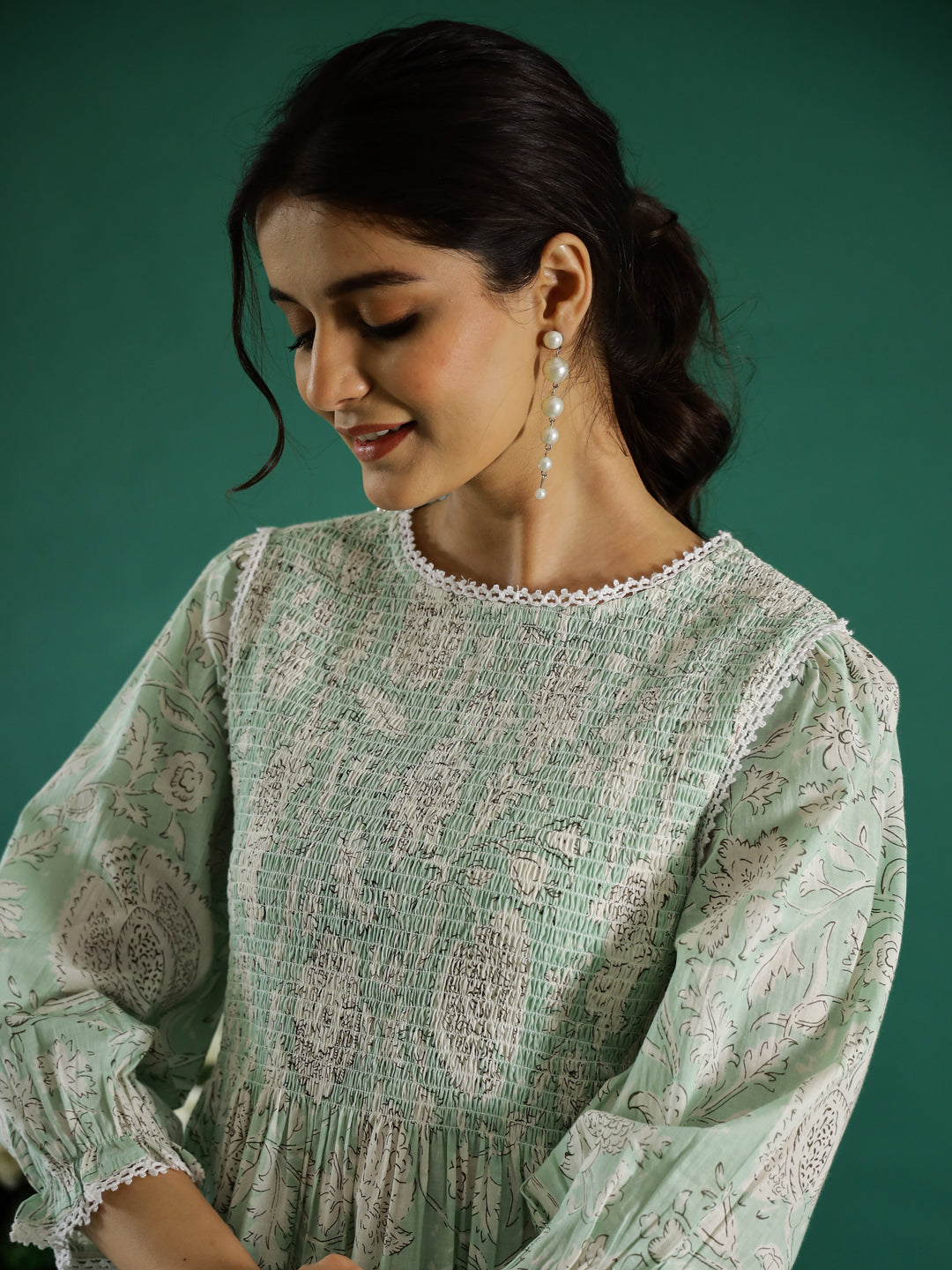 Women Green Anarkali Kurta