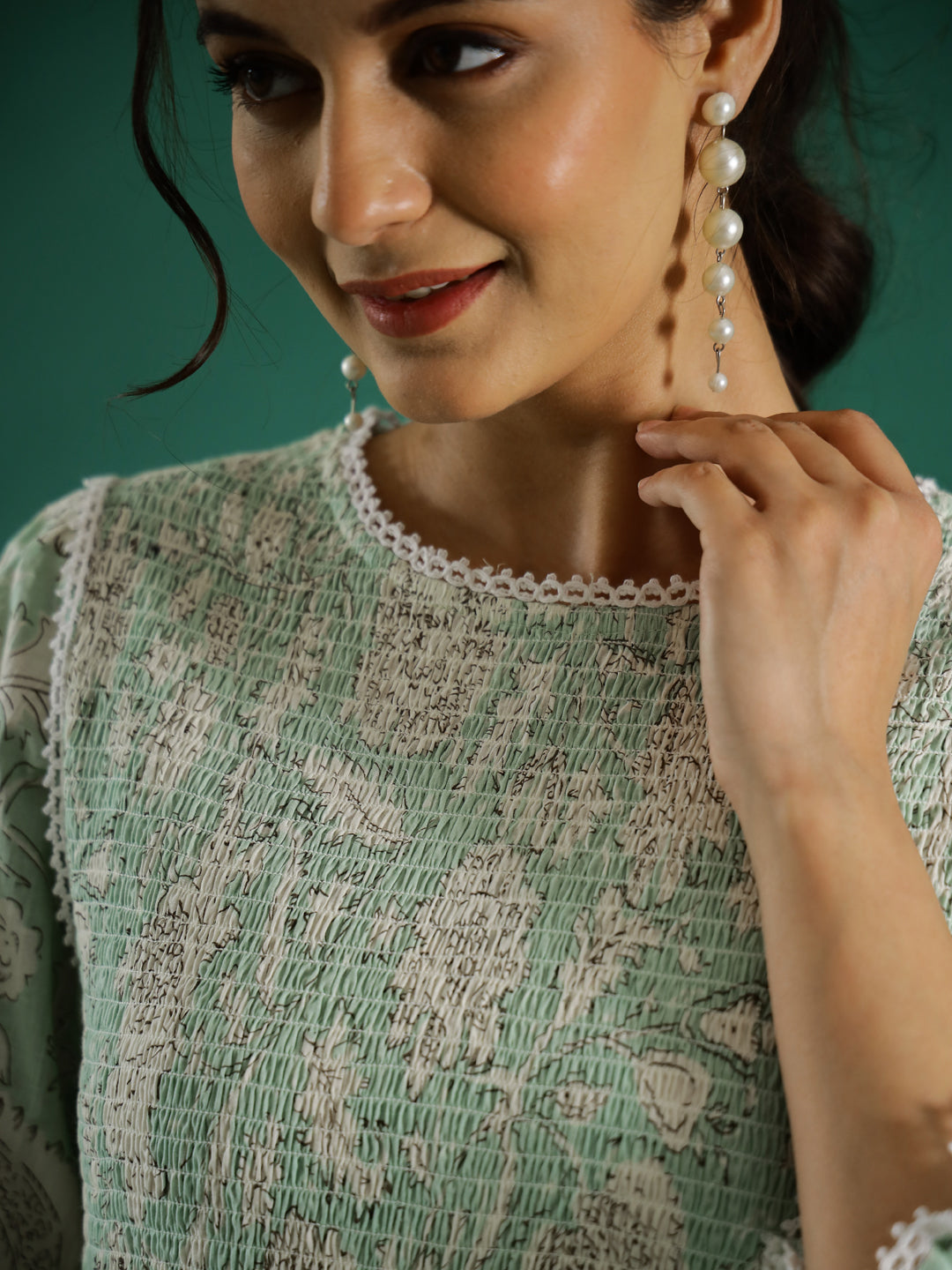 Women Green Anarkali Kurta