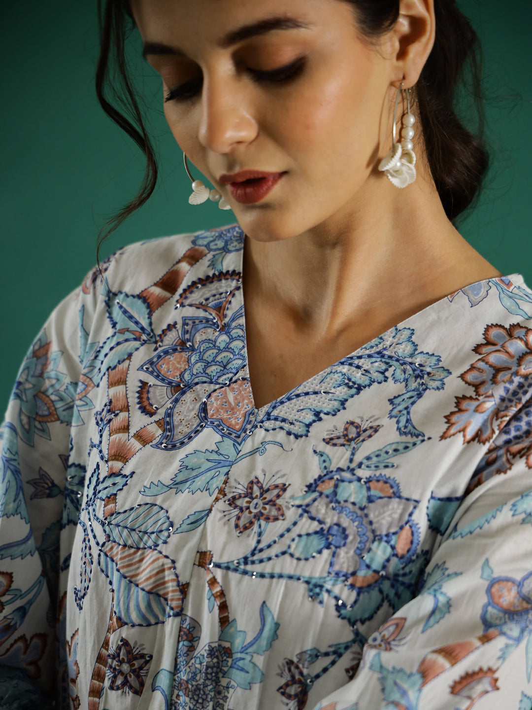 Floral Printed Cotton Dress for Women