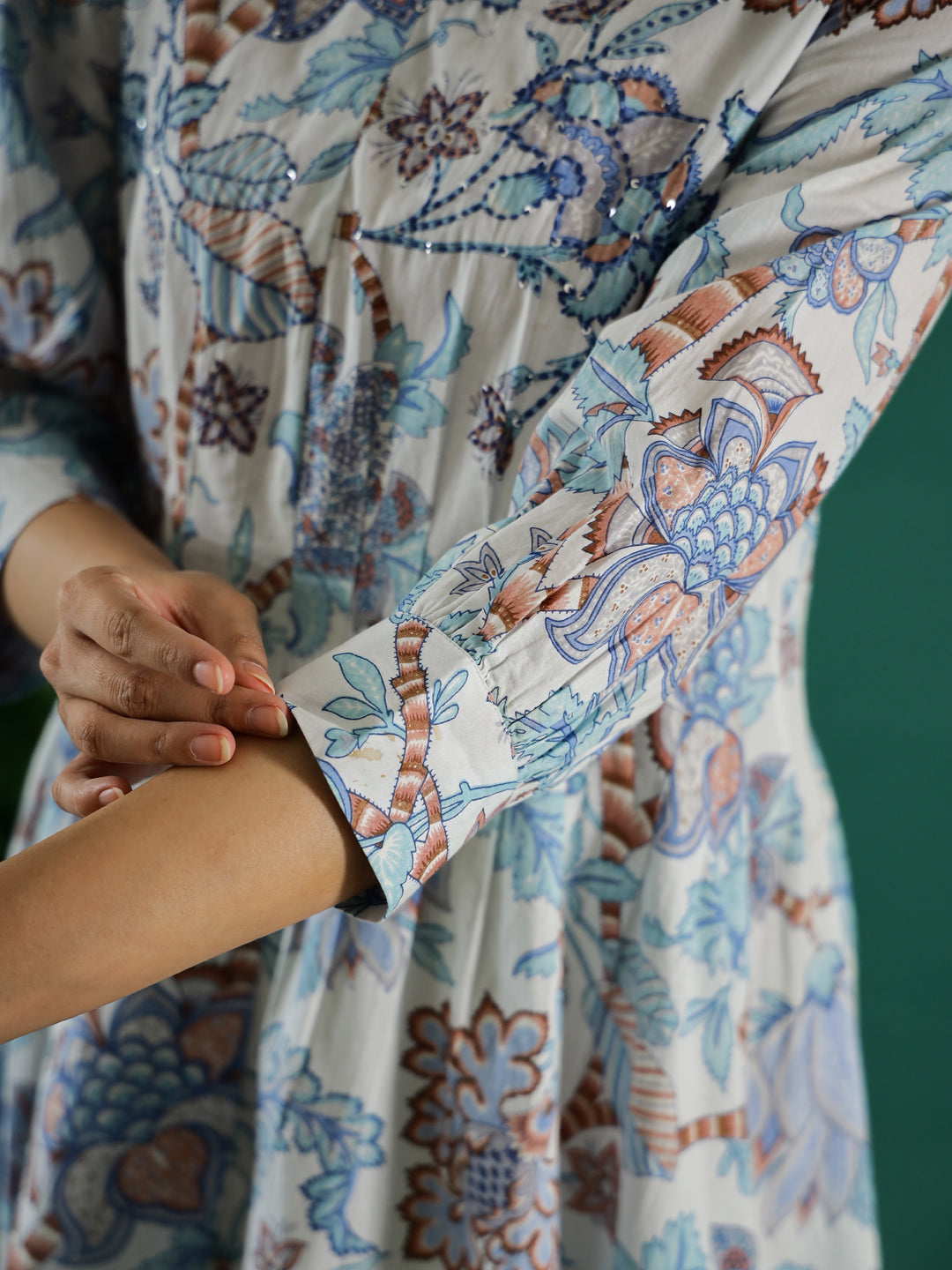 Floral Printed Cotton Dress for Women