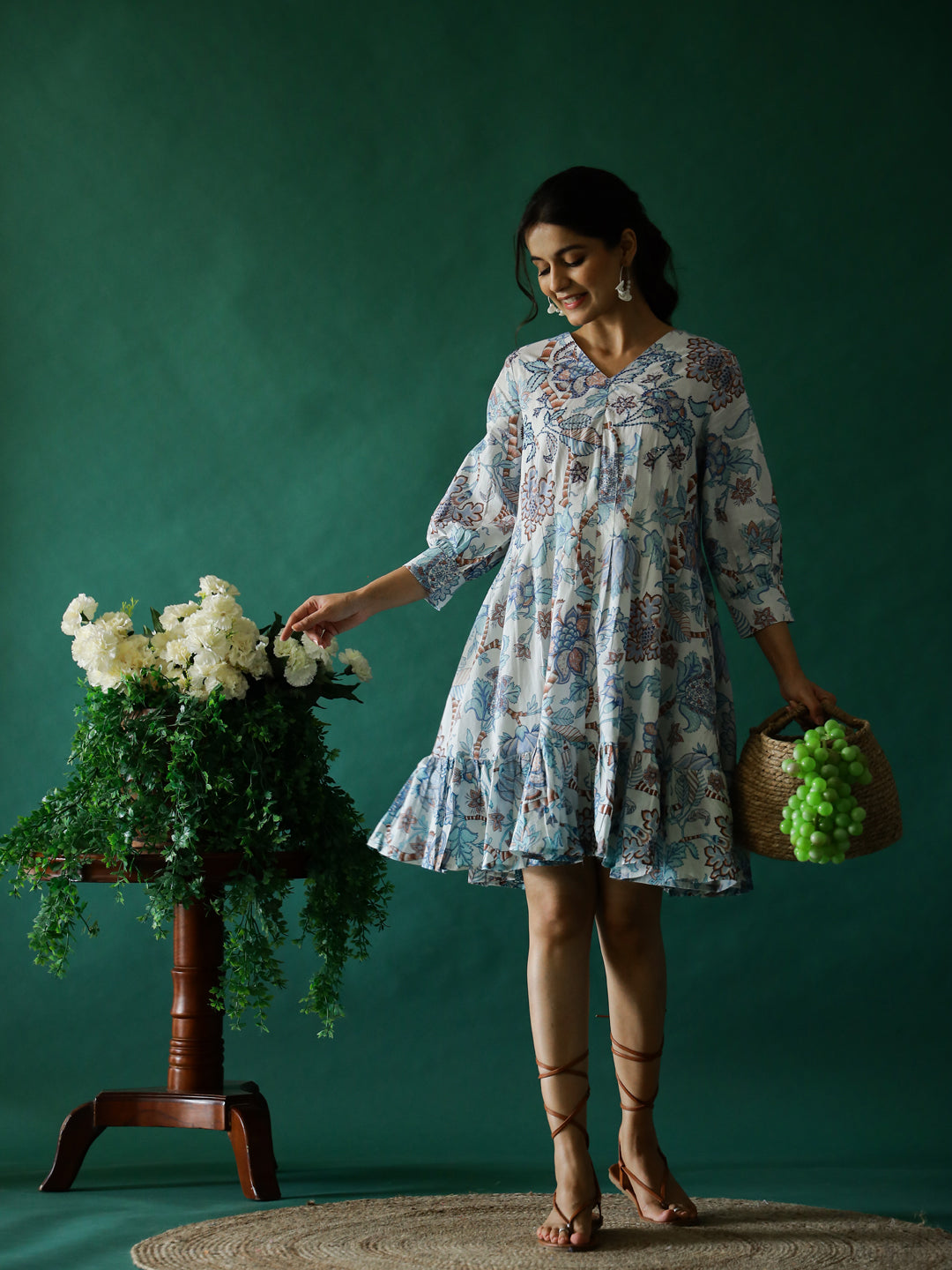 Floral Printed Cotton Dress for Women