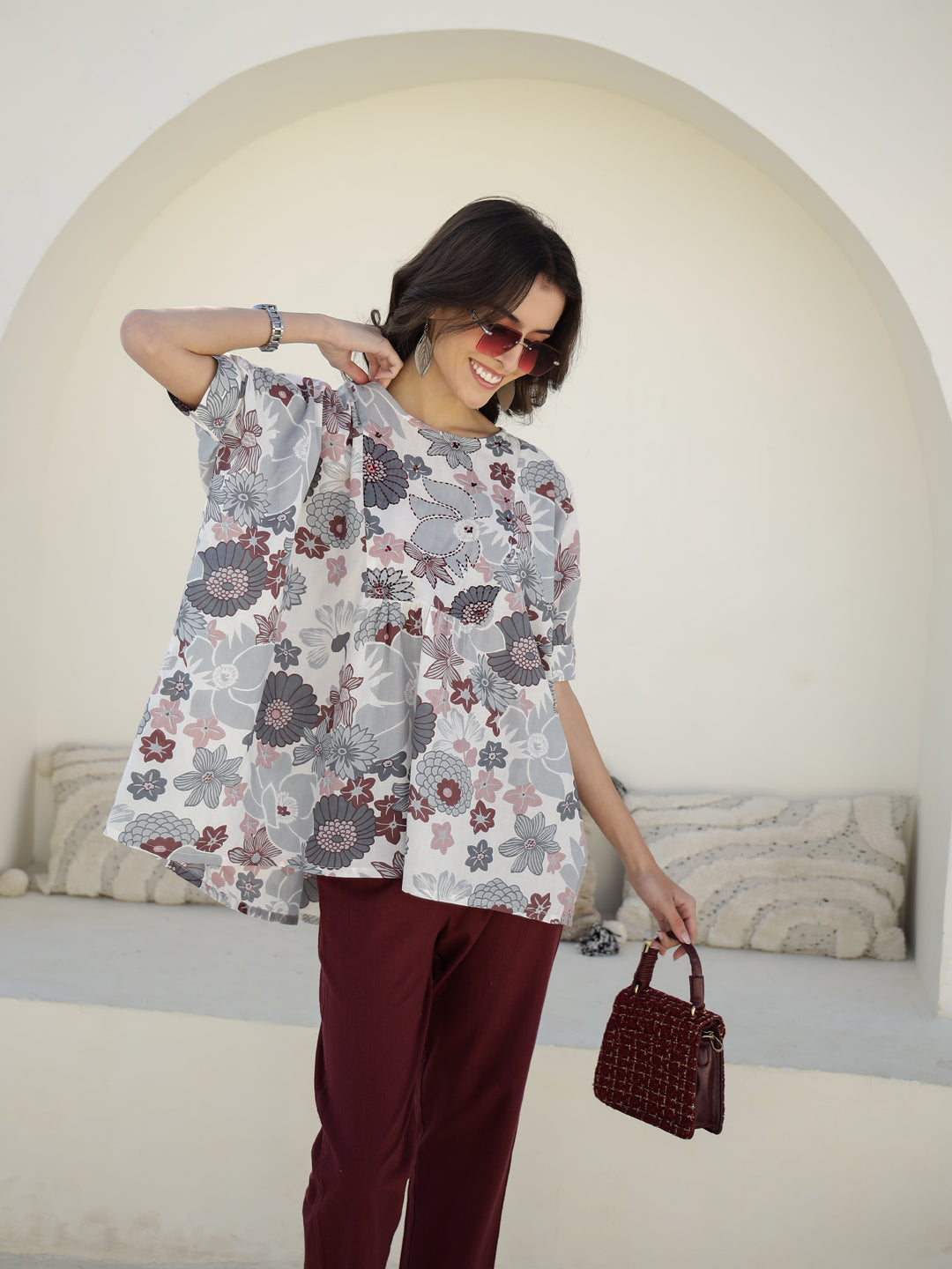 Round Neck Floral Printed Co-Ords Set