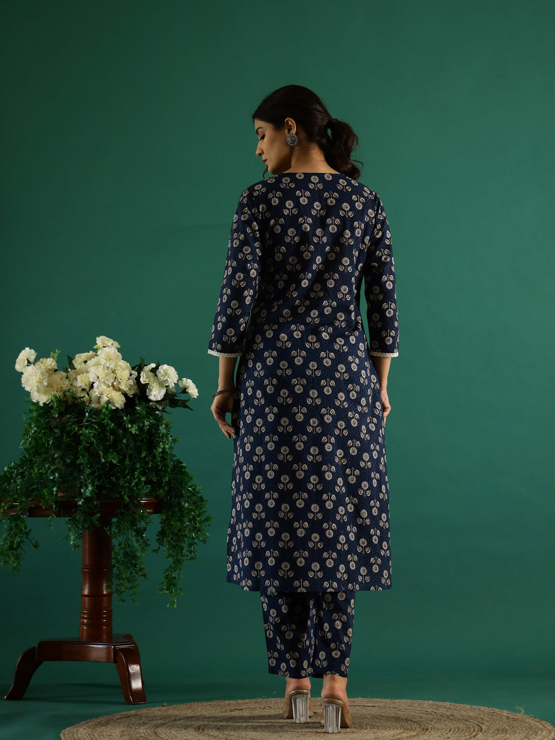 Blue Floral Printed Kurta Set