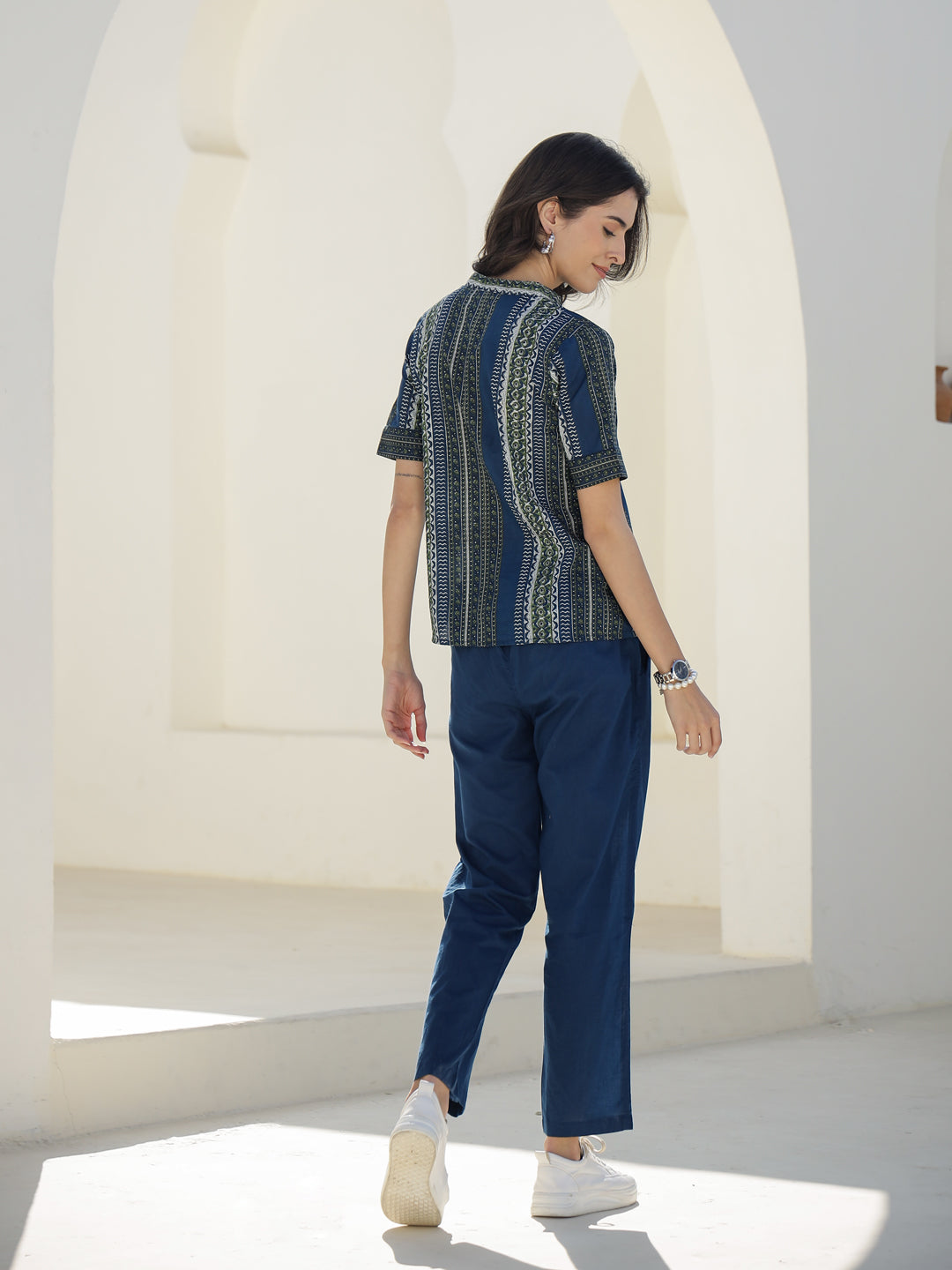 Stripes Printed Cotton Night Suit