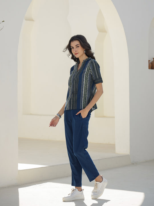 Stripes Printed Cotton Night Suit