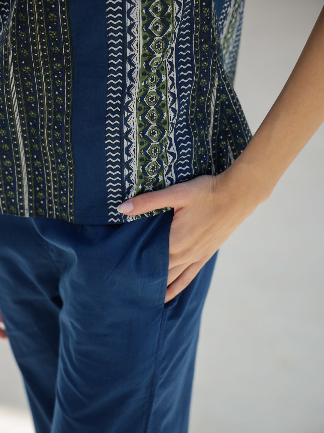 Stripes Printed Cotton Night Suit