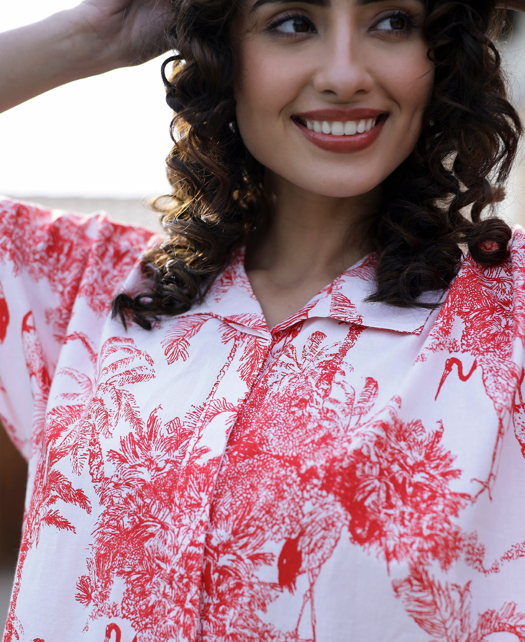 Red Pure Cotton Night Suit Set