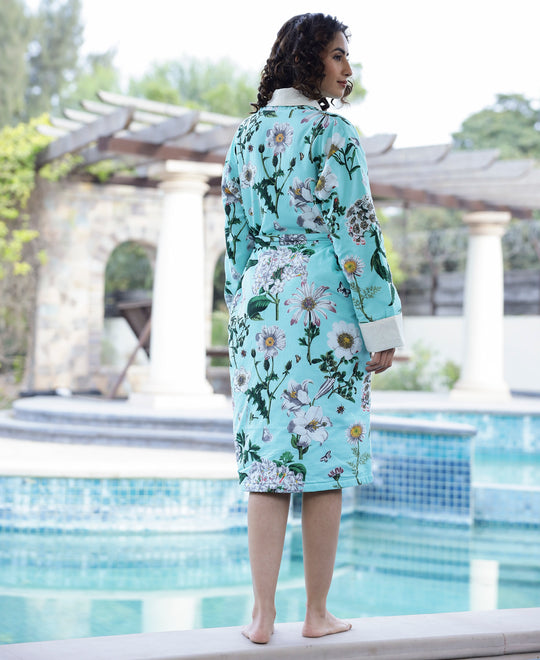 Turquoise  Cotton Towel Bath Robe
