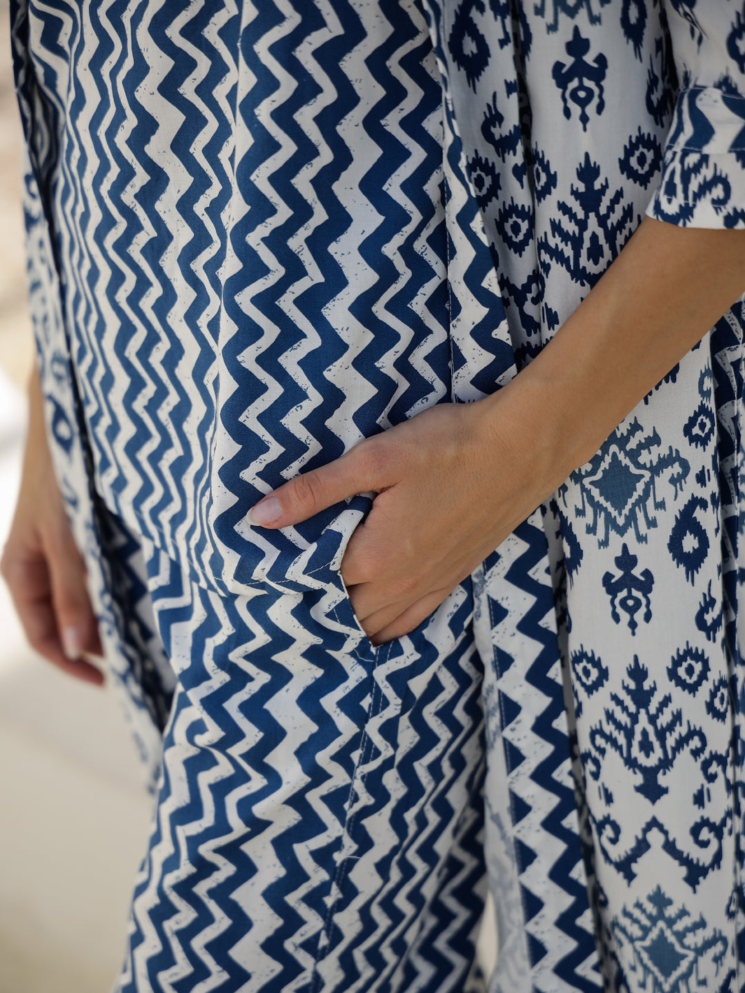 Set Of 3 Geometric Print Night Suit