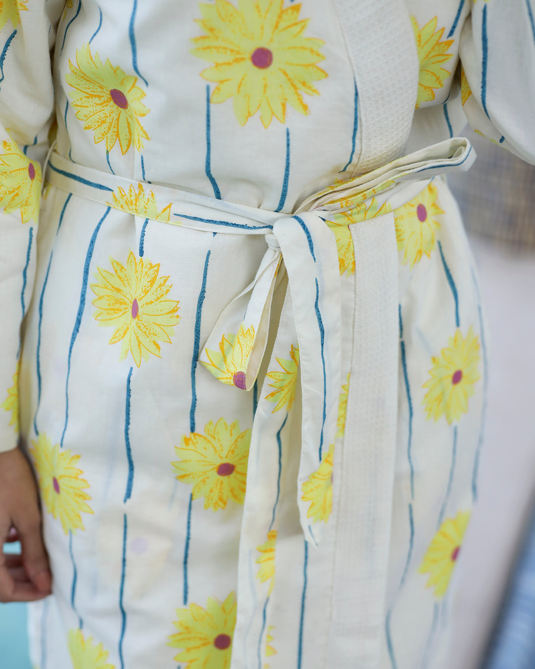 Cotton Off White Towel Bath Robe - SanskrutiHomes 