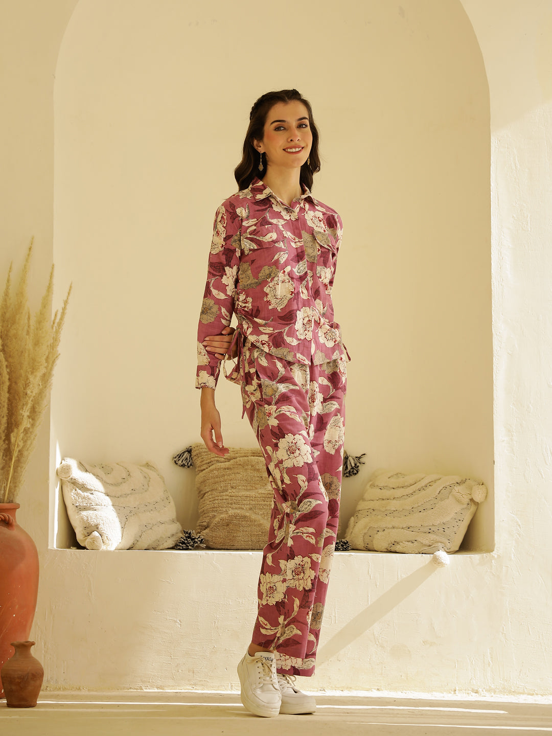 Floral Printed Shirt Collar Co-ord Set