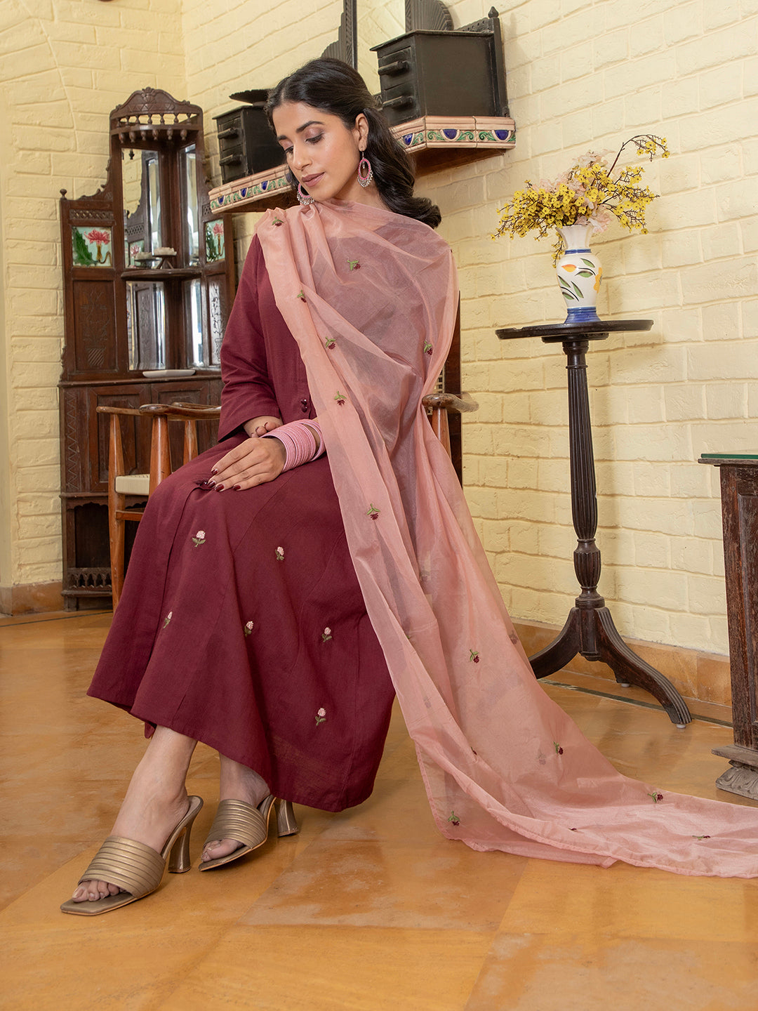 Women Floral Three Piece Cotton Kuta Set