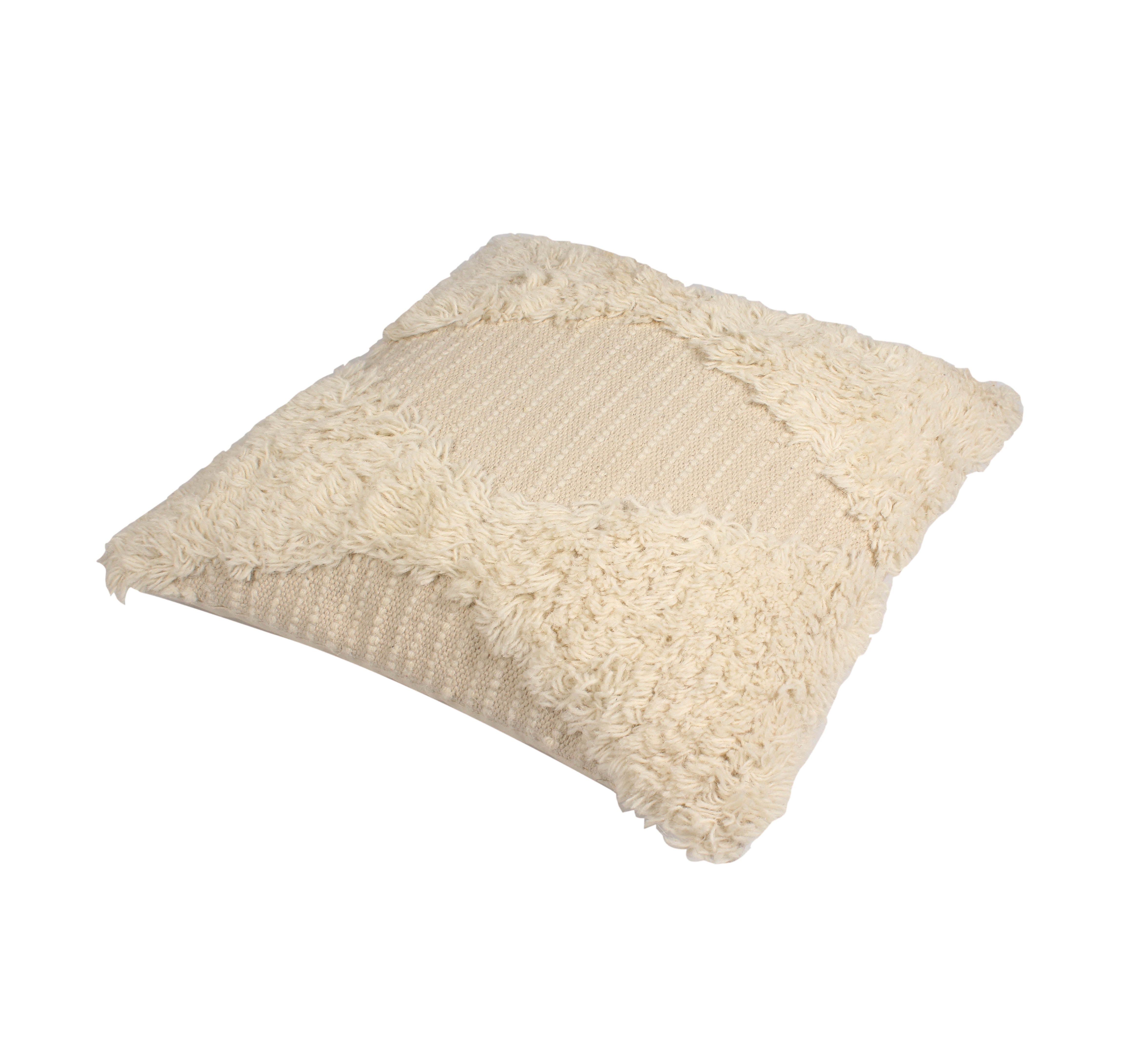 Beige Tufted Hand-Woven Cushion Covers