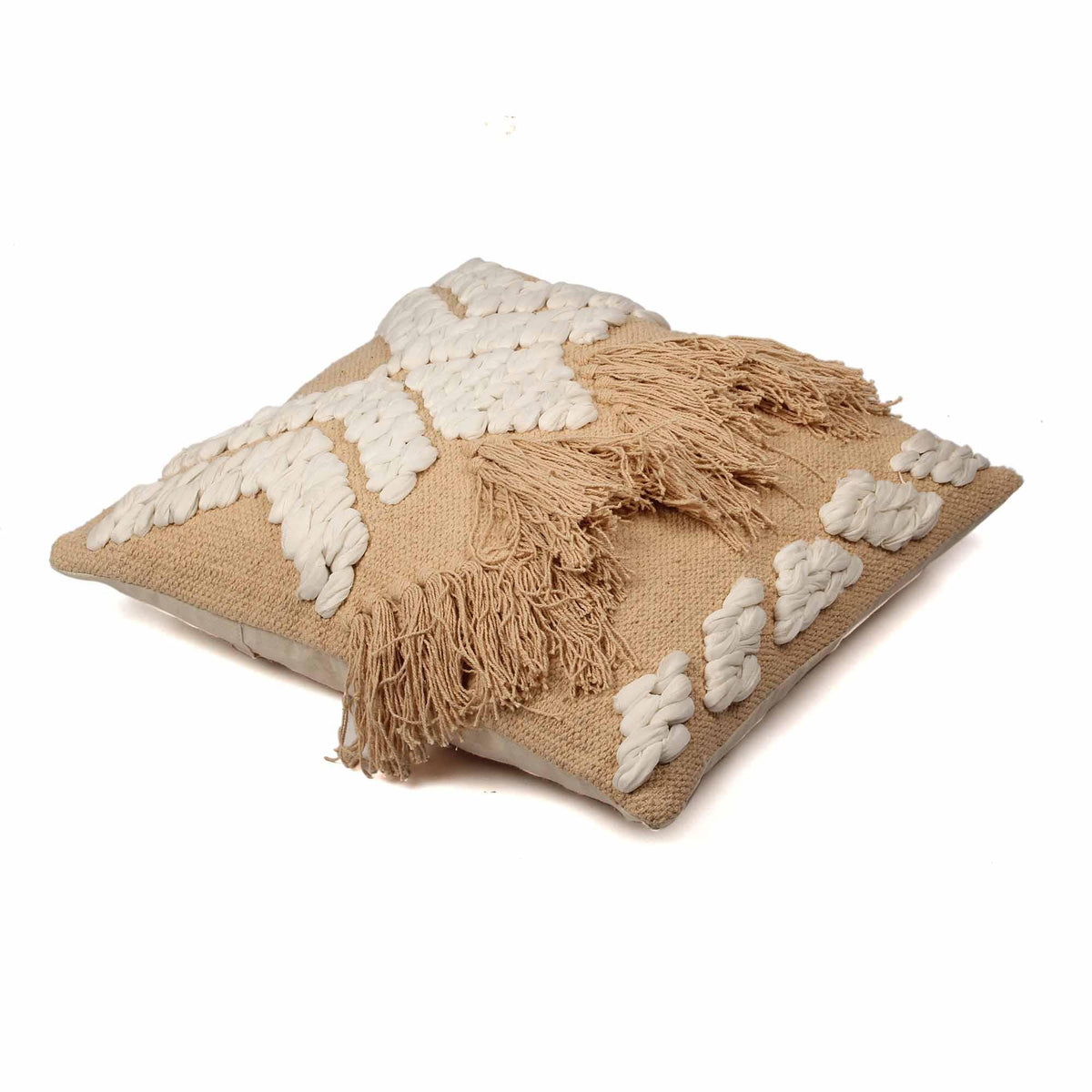 Hand-Made Cotton Beige Cushion Cover