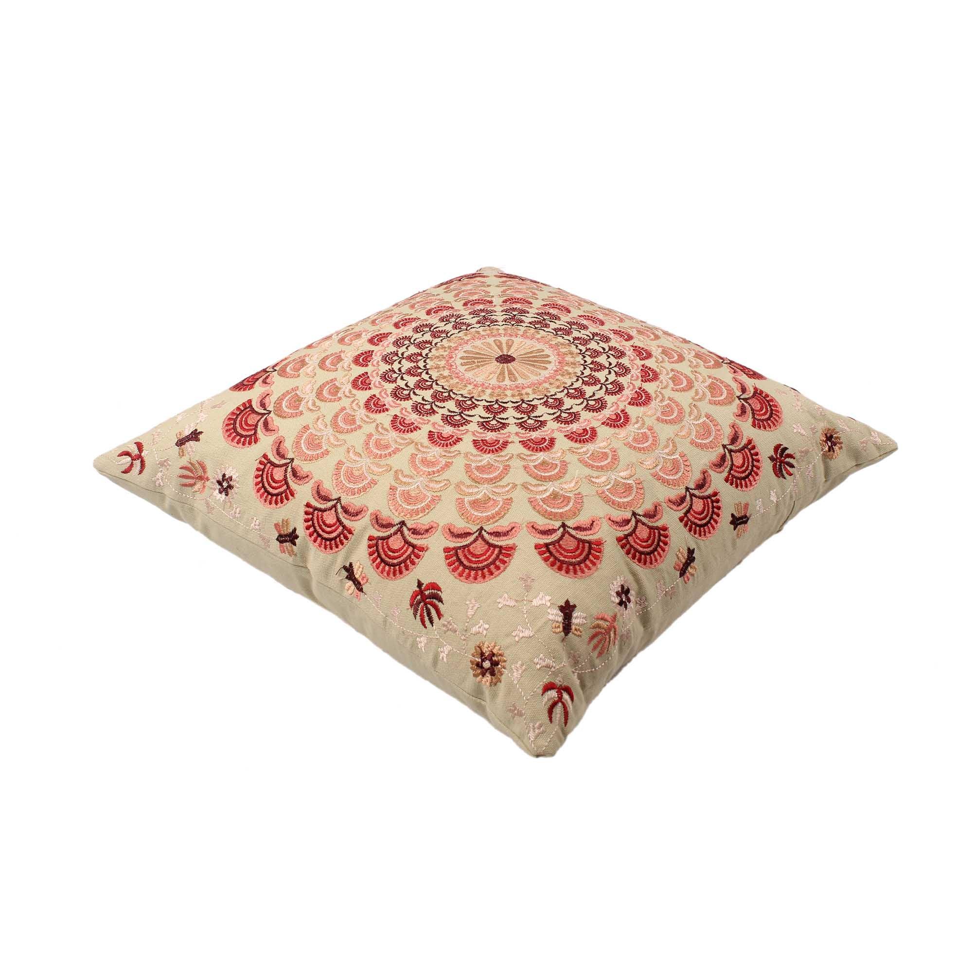 Multi-Color Embroidered Cotton Cushion Cover