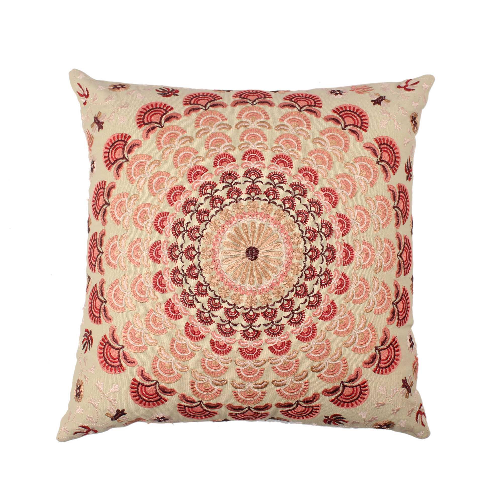Multi-Color Embroidered Cotton Cushion Cover