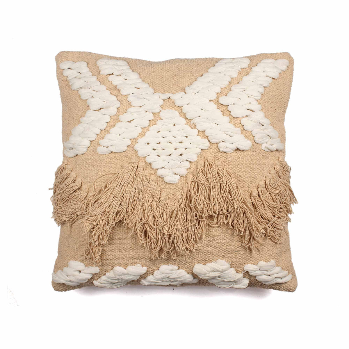 Hand-Made Cotton Beige Cushion Cover