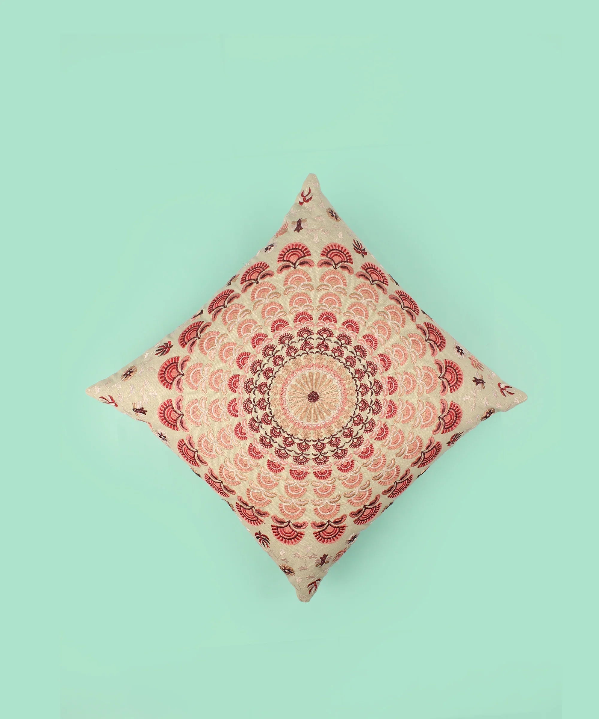 Multi-Color Embroidered Cotton Cushion Cover