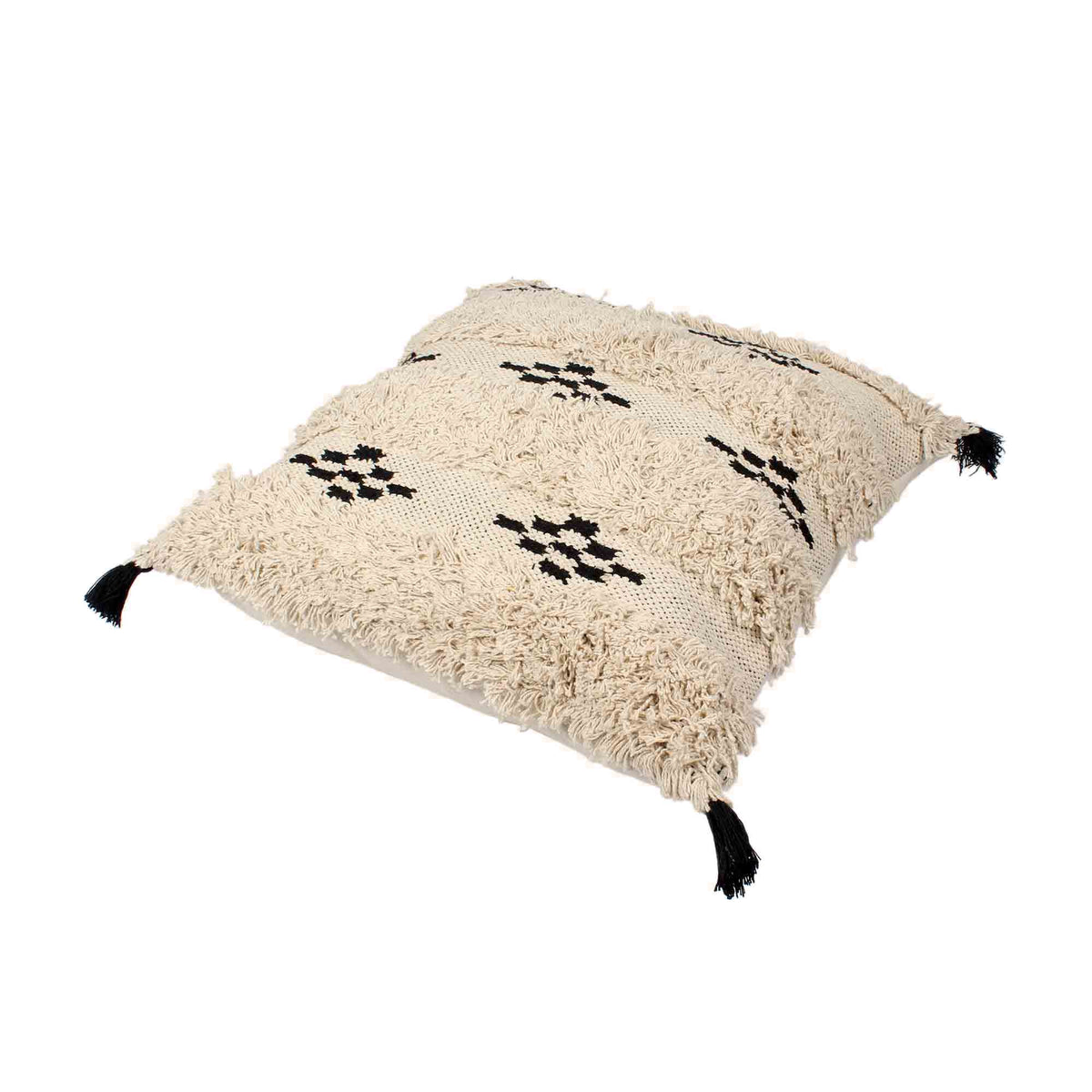 Beige Tufted Hand-Woven Cotton Cushion Covers