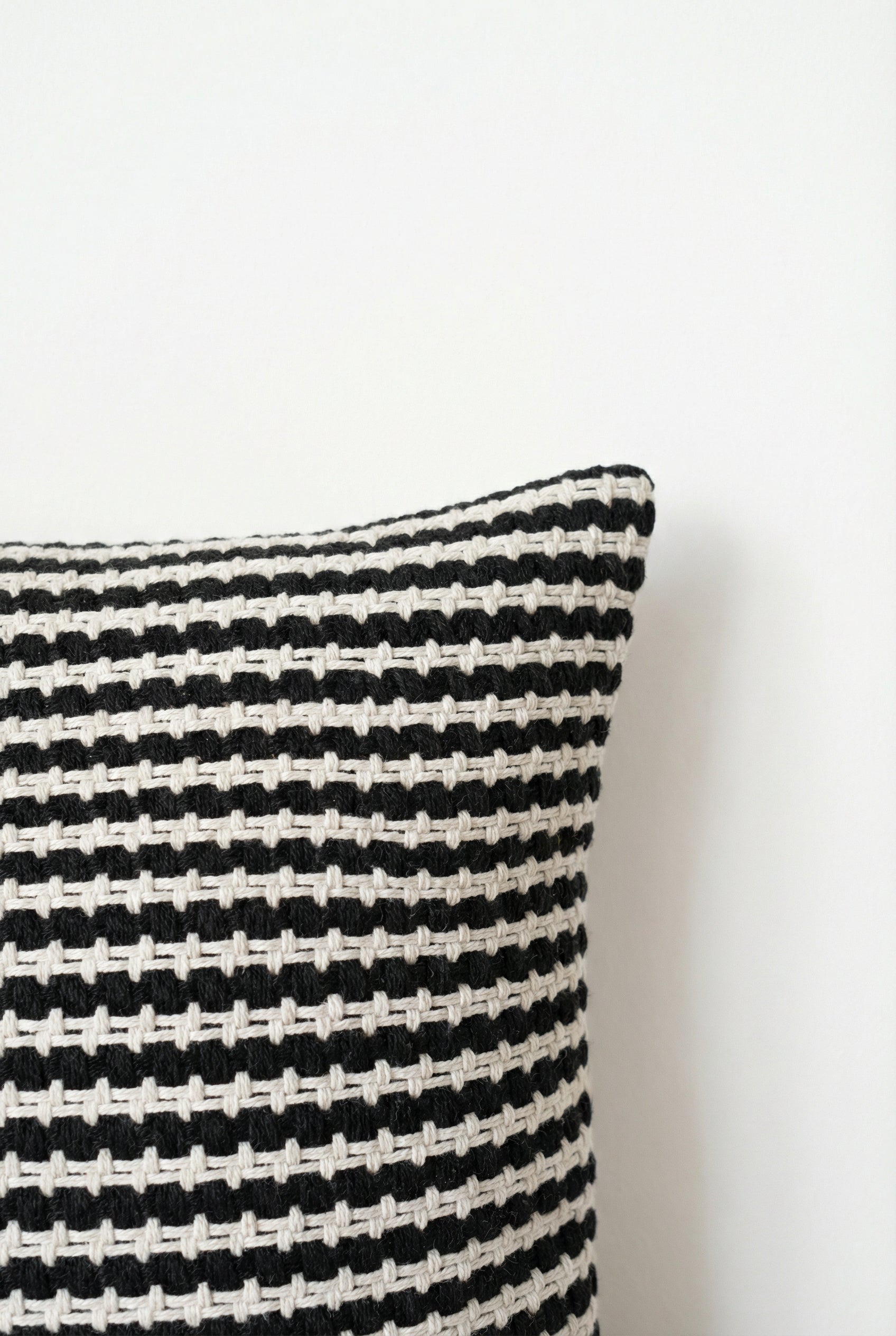 Black Striped Squared Cotton Cushion Cover With Elegant Design