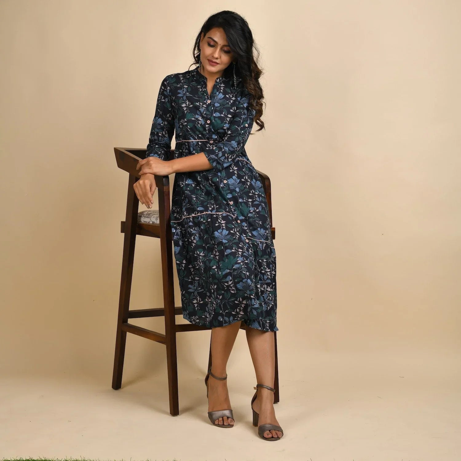 Rangdeep Women Cotton Straight Calf Length Kurti Dress