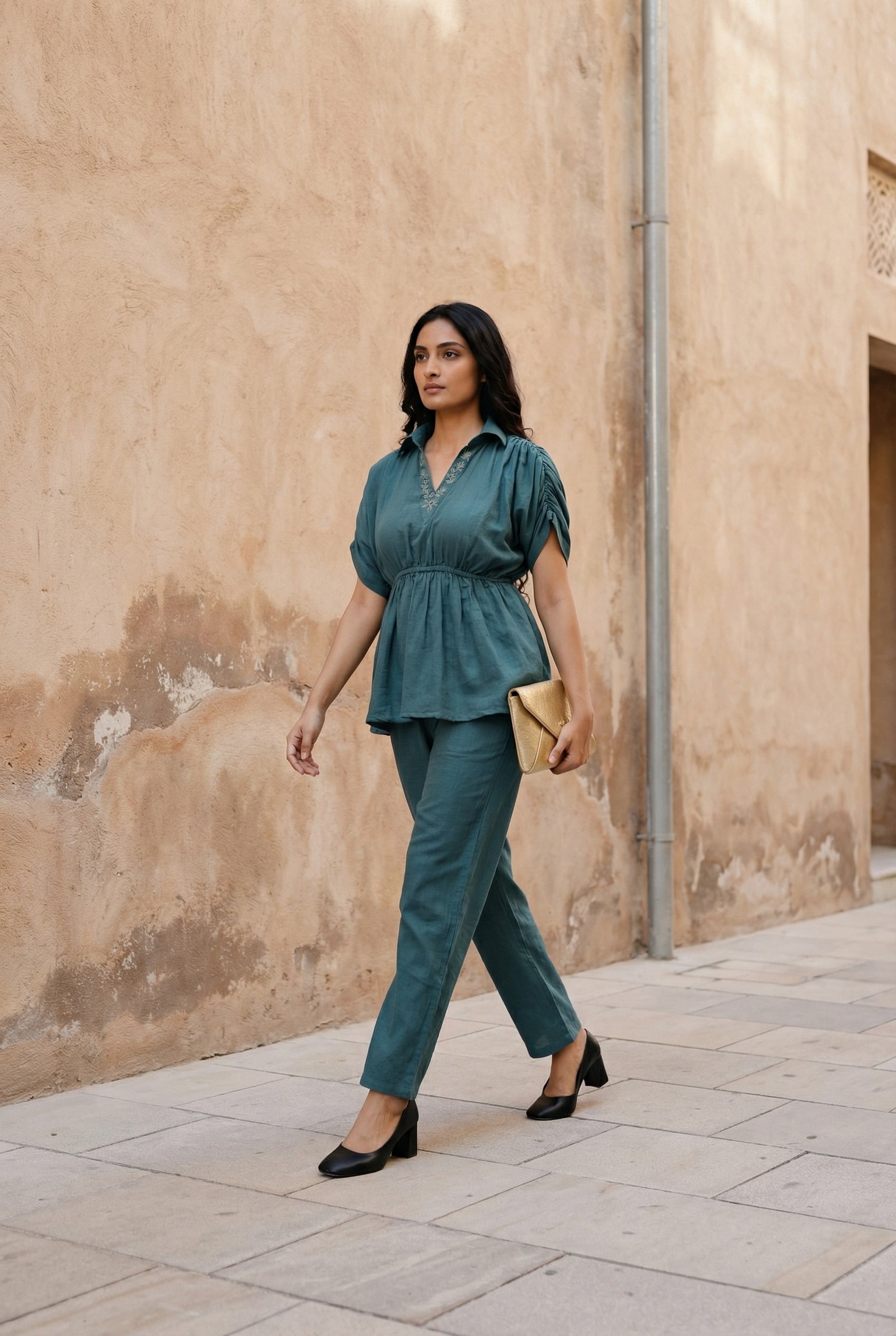 Teal Floral Print CO-Ord Set For women