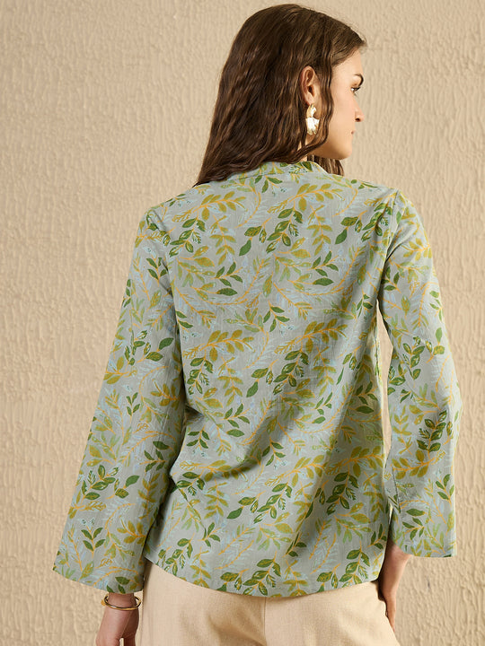 Green Tropical Pintuk Top