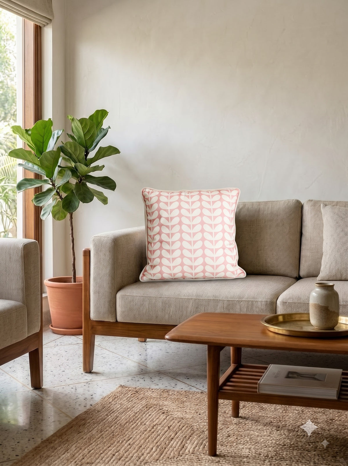 White Leaf Textured Velvet Square Home Decor Cushion Cover