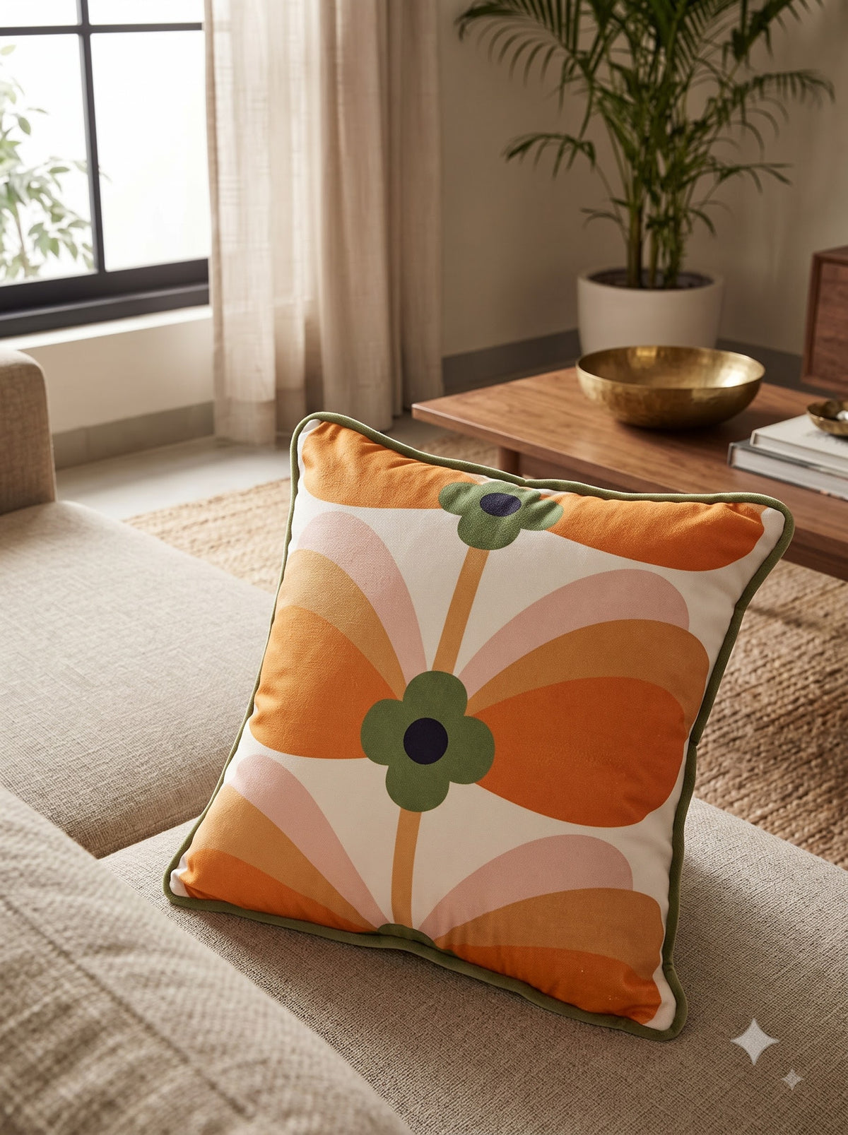 White Floral Embroidered Velvet Square Cushion Cover For Home Decor