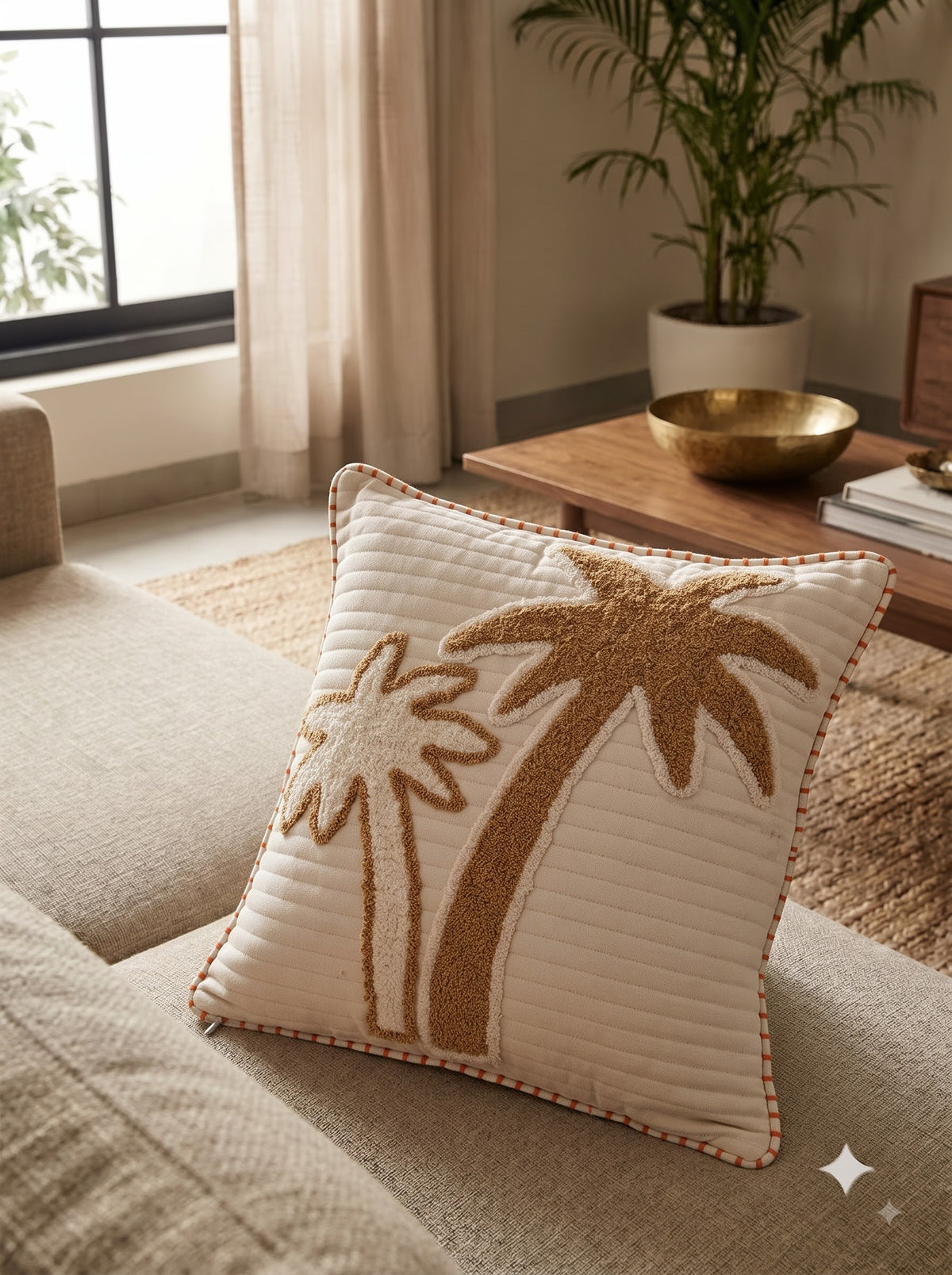 White Embroidered Textured Cotton Square Cushion Cover For Home Decor