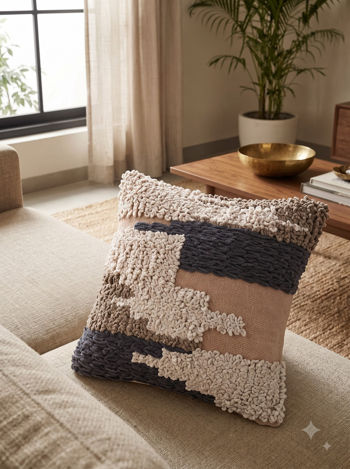 Pink Embroidered Cotton Square Cushion Cover for Elegant Home Decor