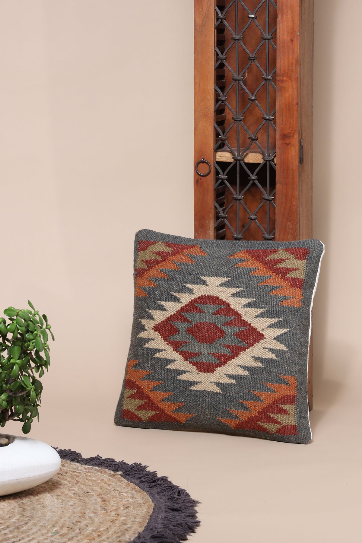 Ikhats Set Of 3 Jute Multicolor Cushion Cover