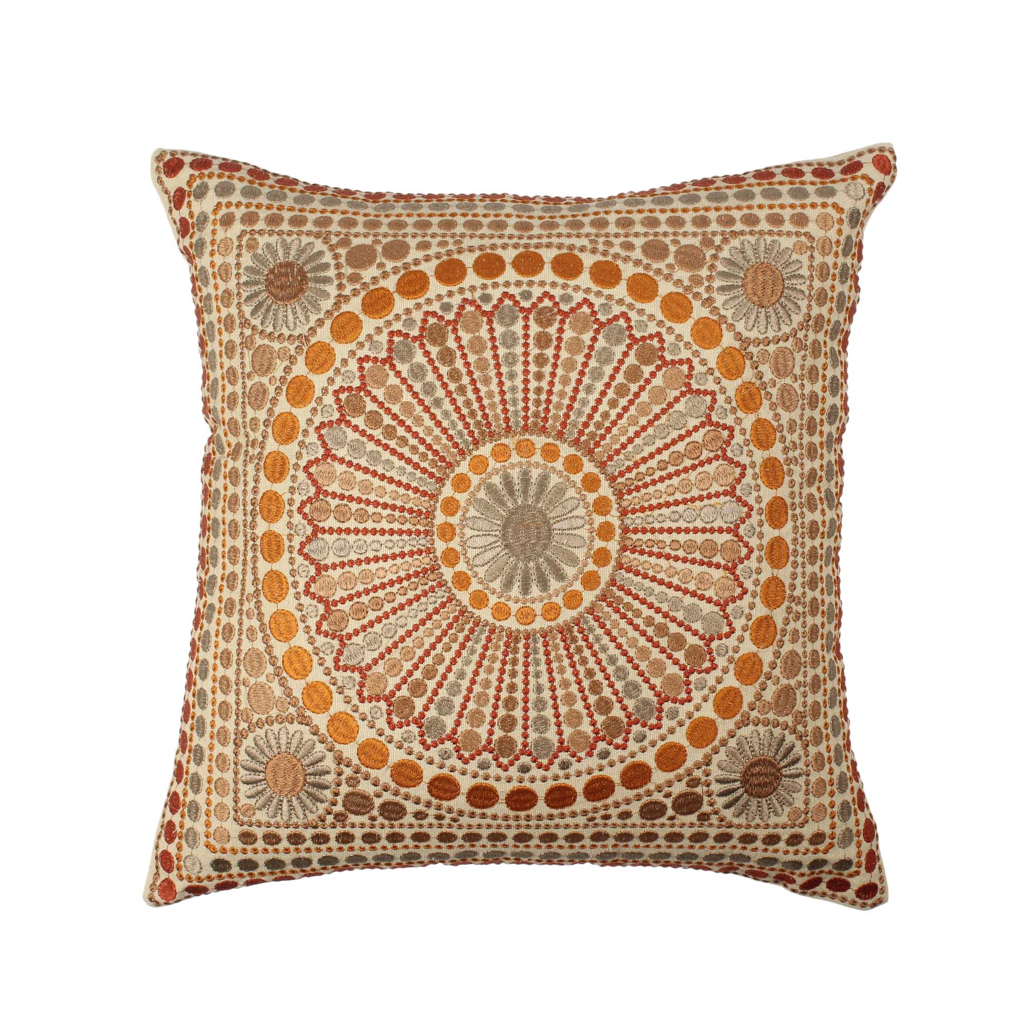 Multi-Color Embroidered Cotton Cushion Cover