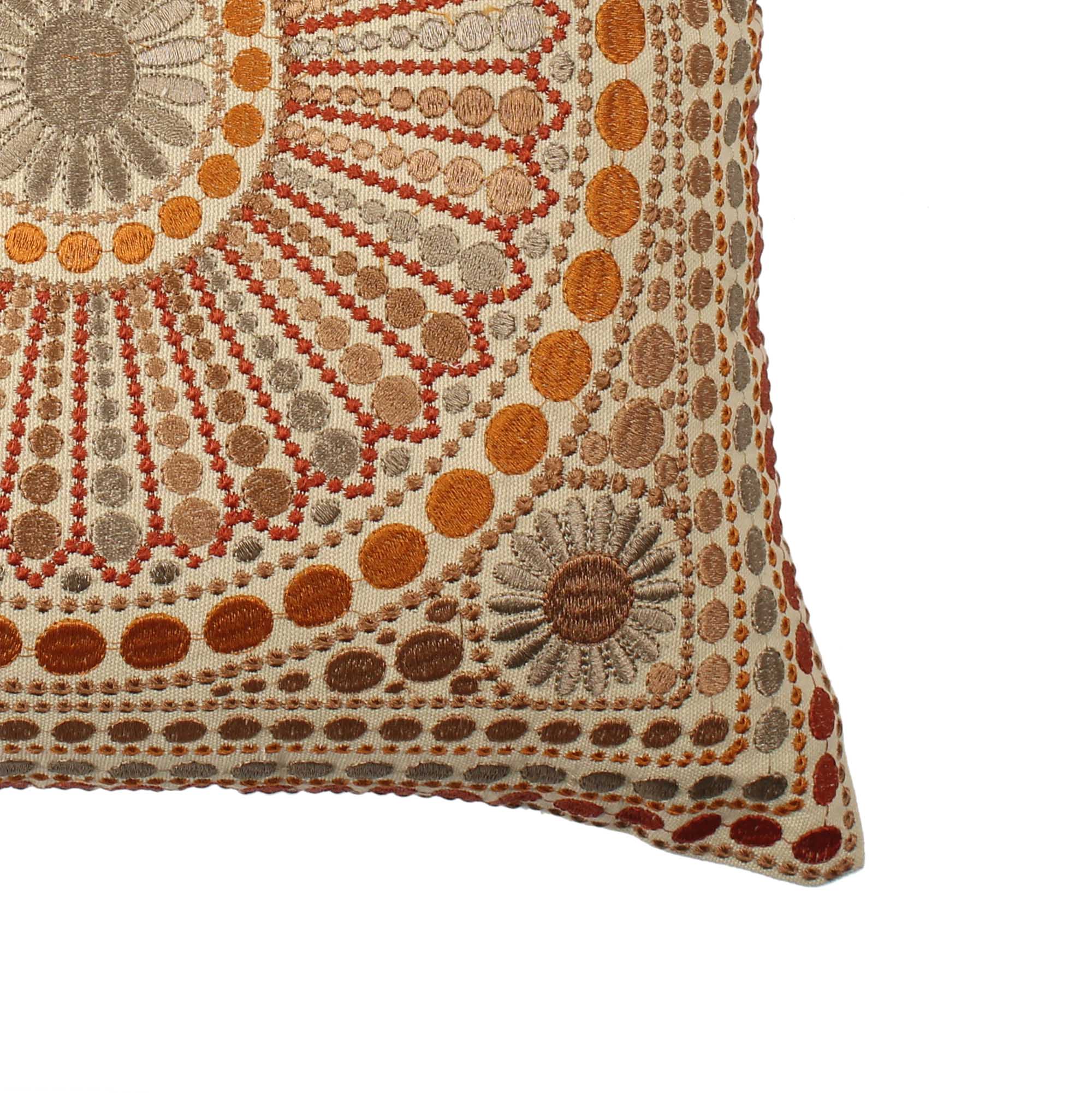 Multi-Color Embroidered Cotton Cushion Cover