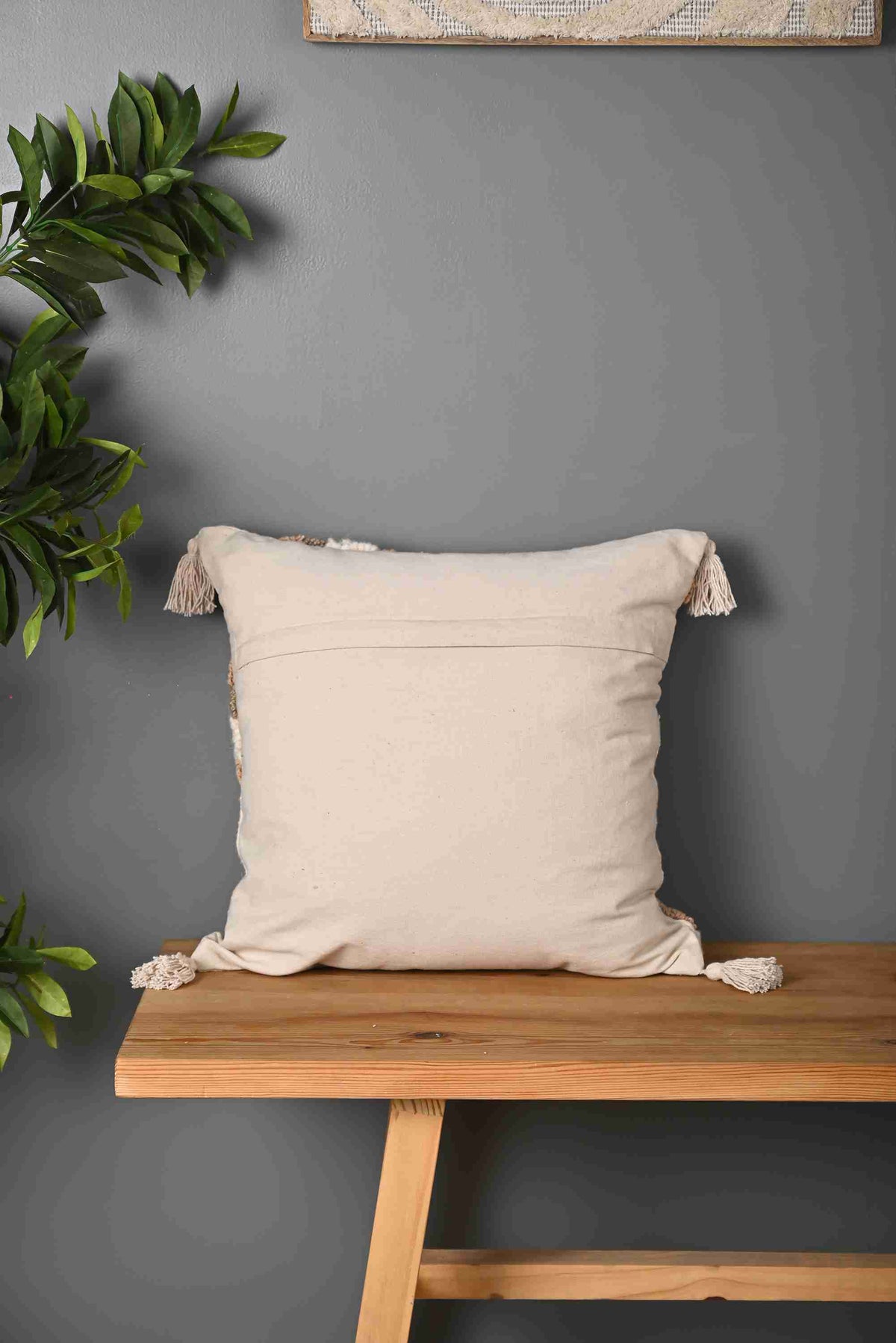White Embroidered Textured Cotton Square Cushion Cover