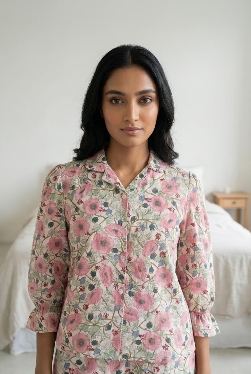 Pink Folral Print Co Ord Set For Women
