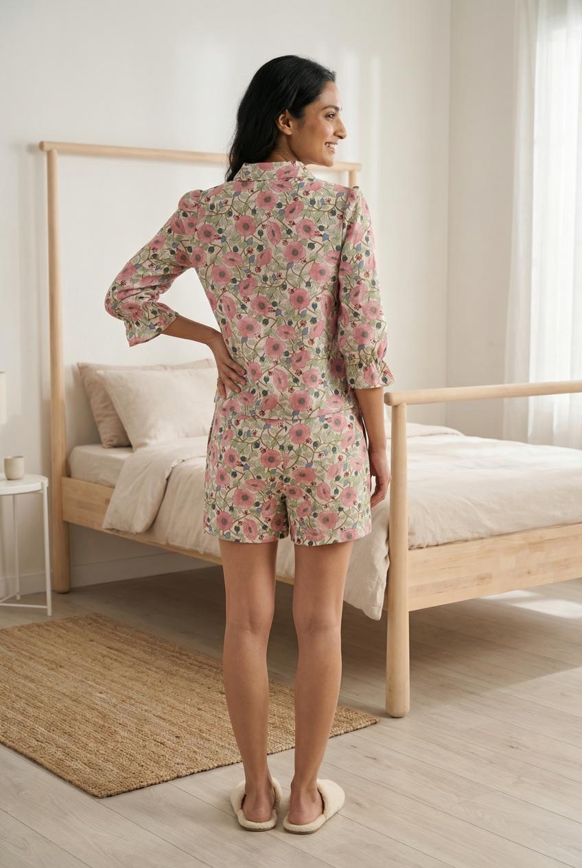 Pink Folral Print Co Ord Set For Women