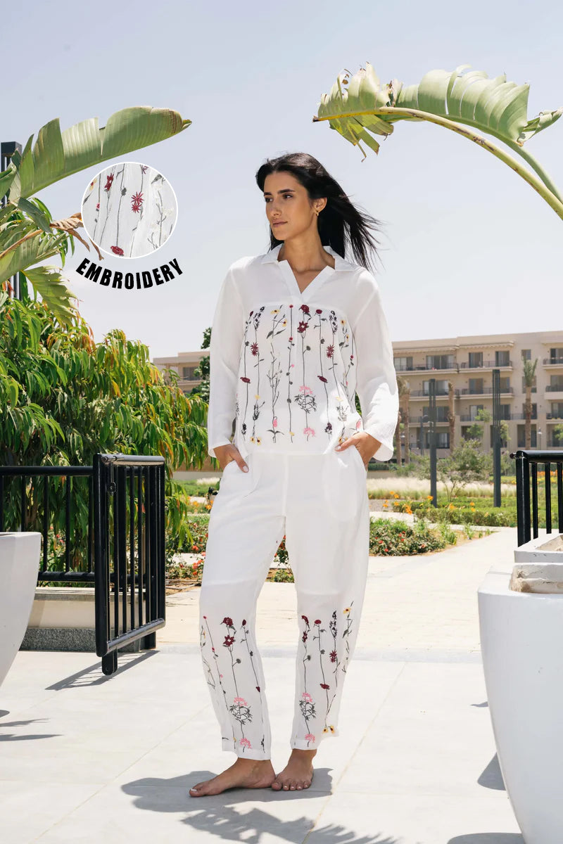 Off White Solid Co-Ord Set For Women