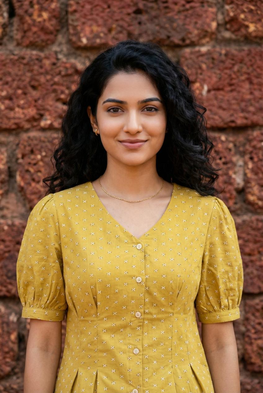 Yellow Printed Mandarin Collar Pure Cotton Co-Ords Set For Women