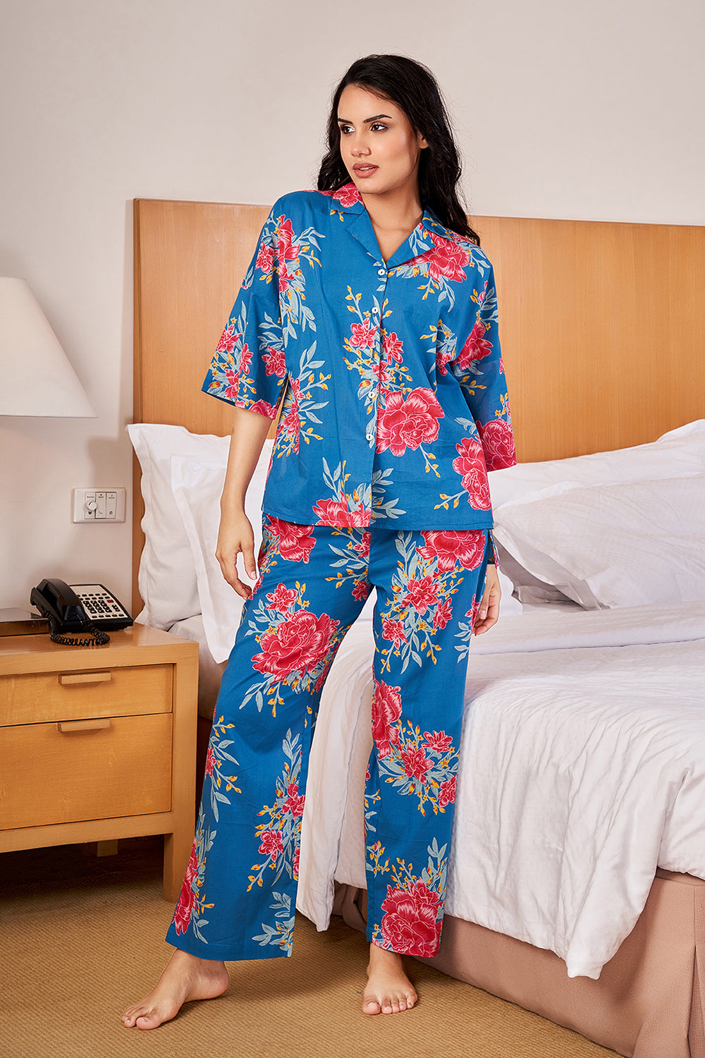 Blue Loose Fit Night Suit Set