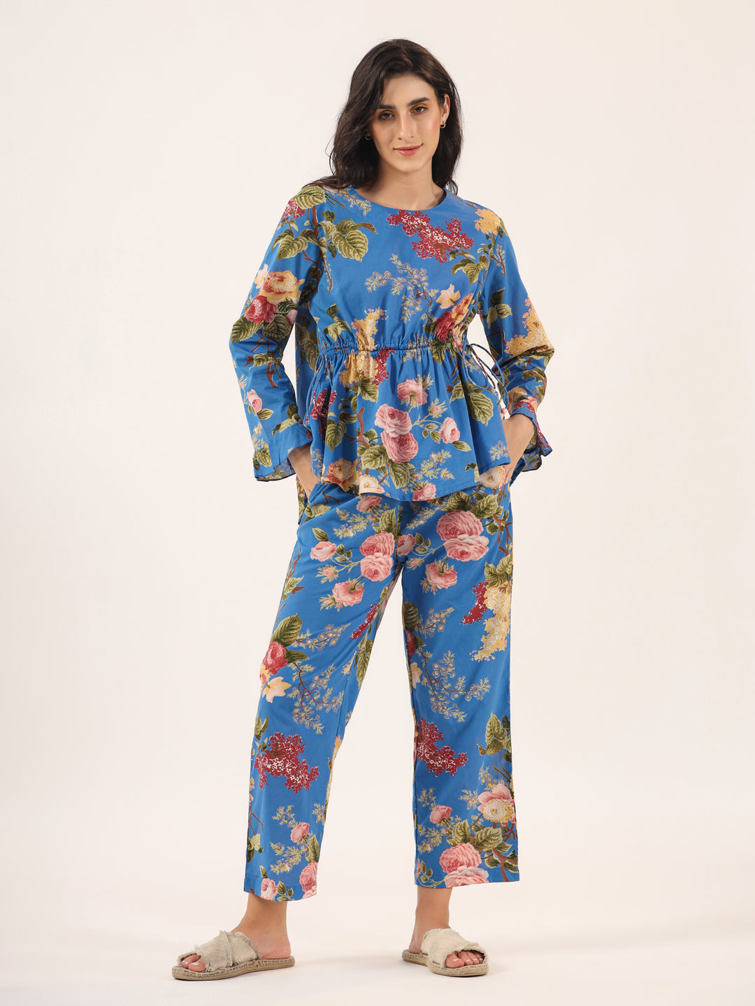 Cobalt Blue Cotton Night Suit