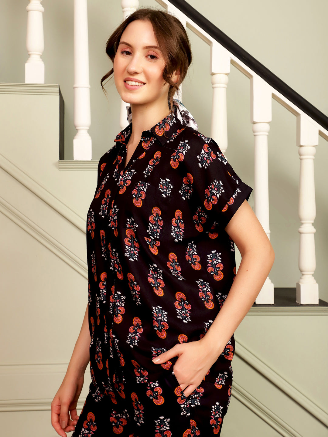 Women Black Night Suit And Pant