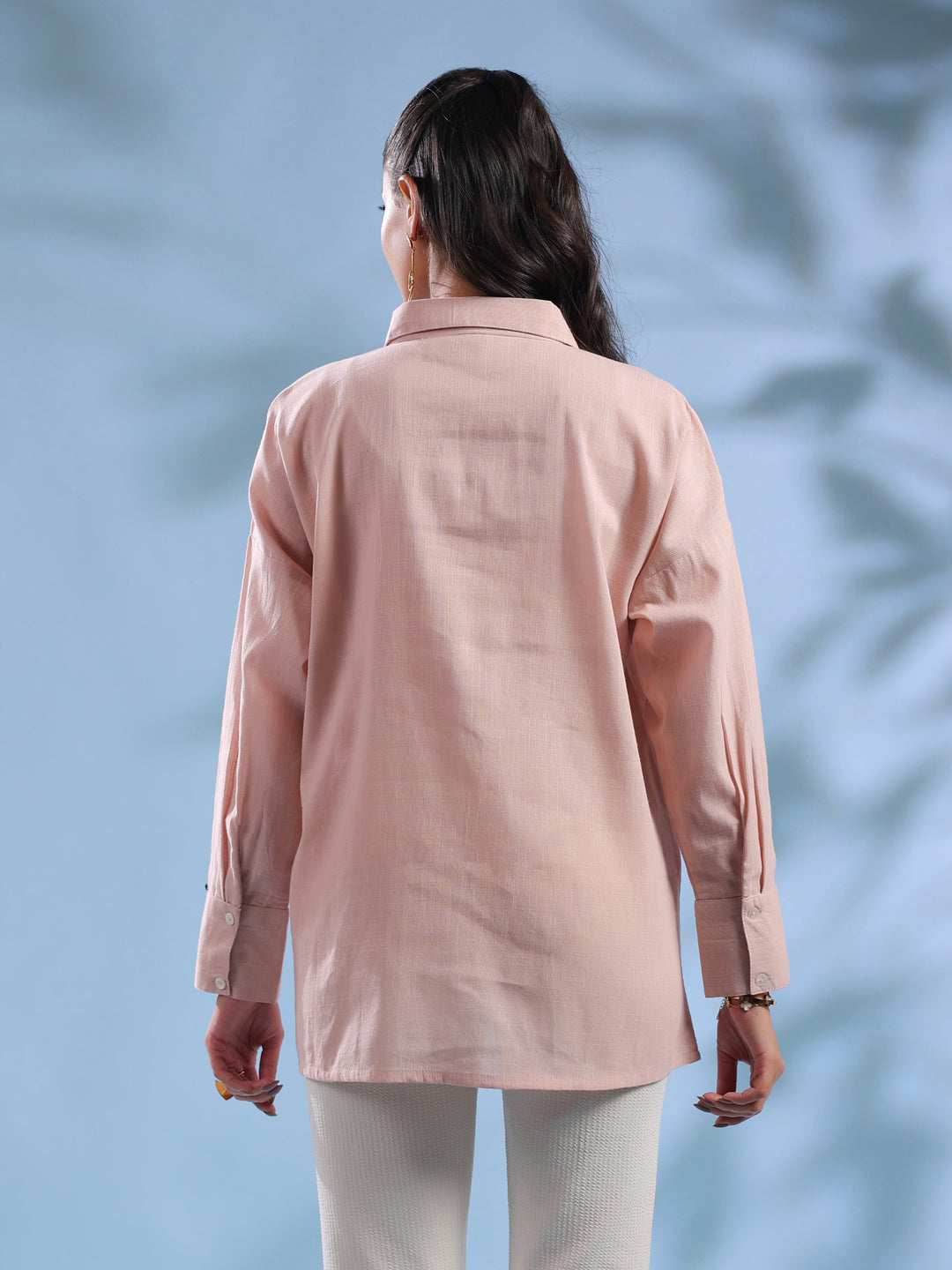 Pink Solid Opaque Formal Shirt For Women