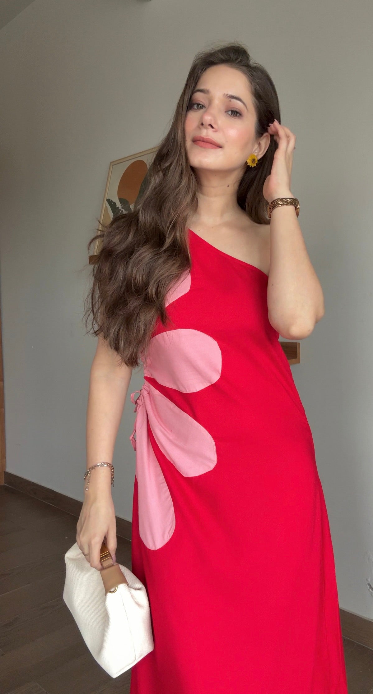 Red Floral Printed Dress for Women