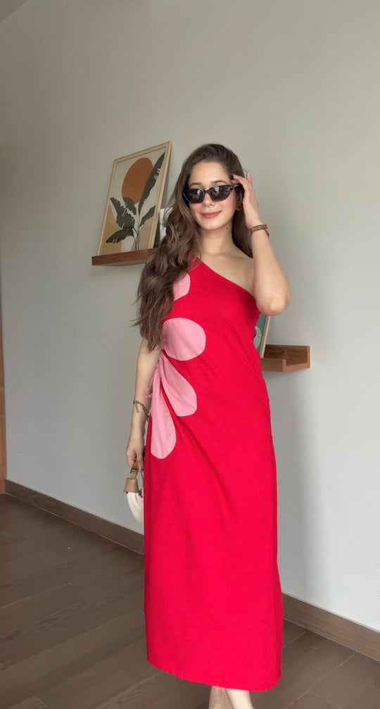 Red Floral Printed Dress for Women