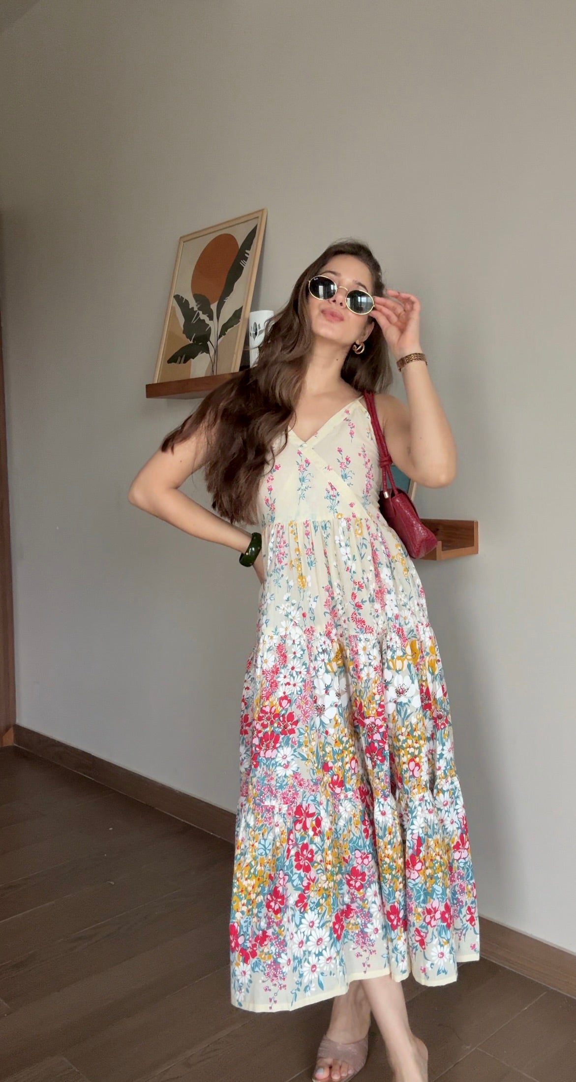 White Printed Sleeveless Dress for Women