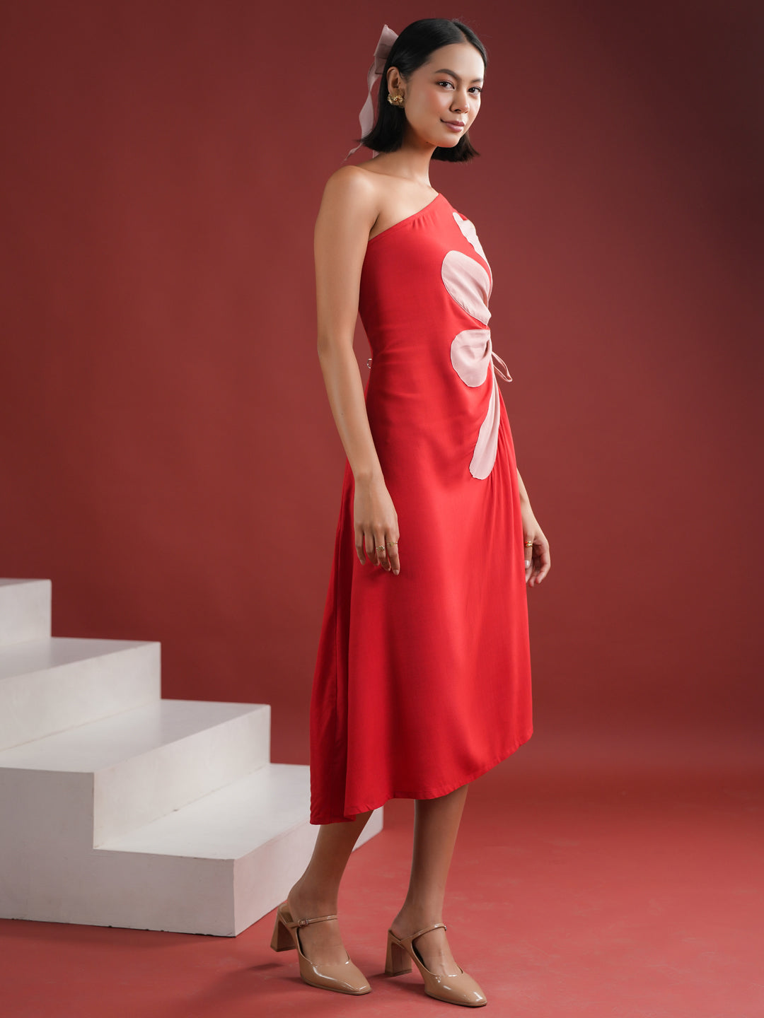 Red Floral Printed Dress for Women