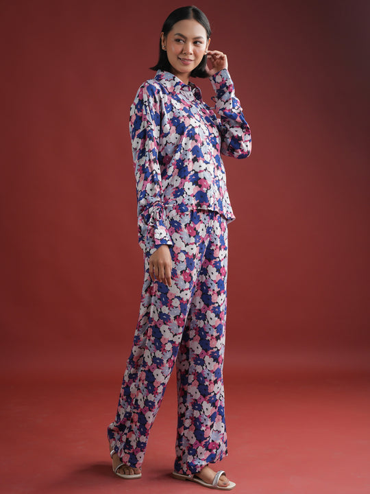 Purple Color Viscous Rayon Co-ords Set for Women