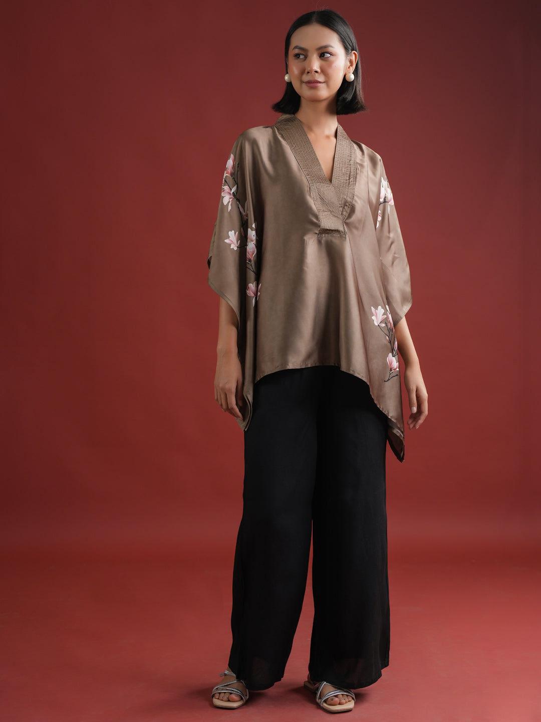 Olive Color Floral Peinted Co-ords Set