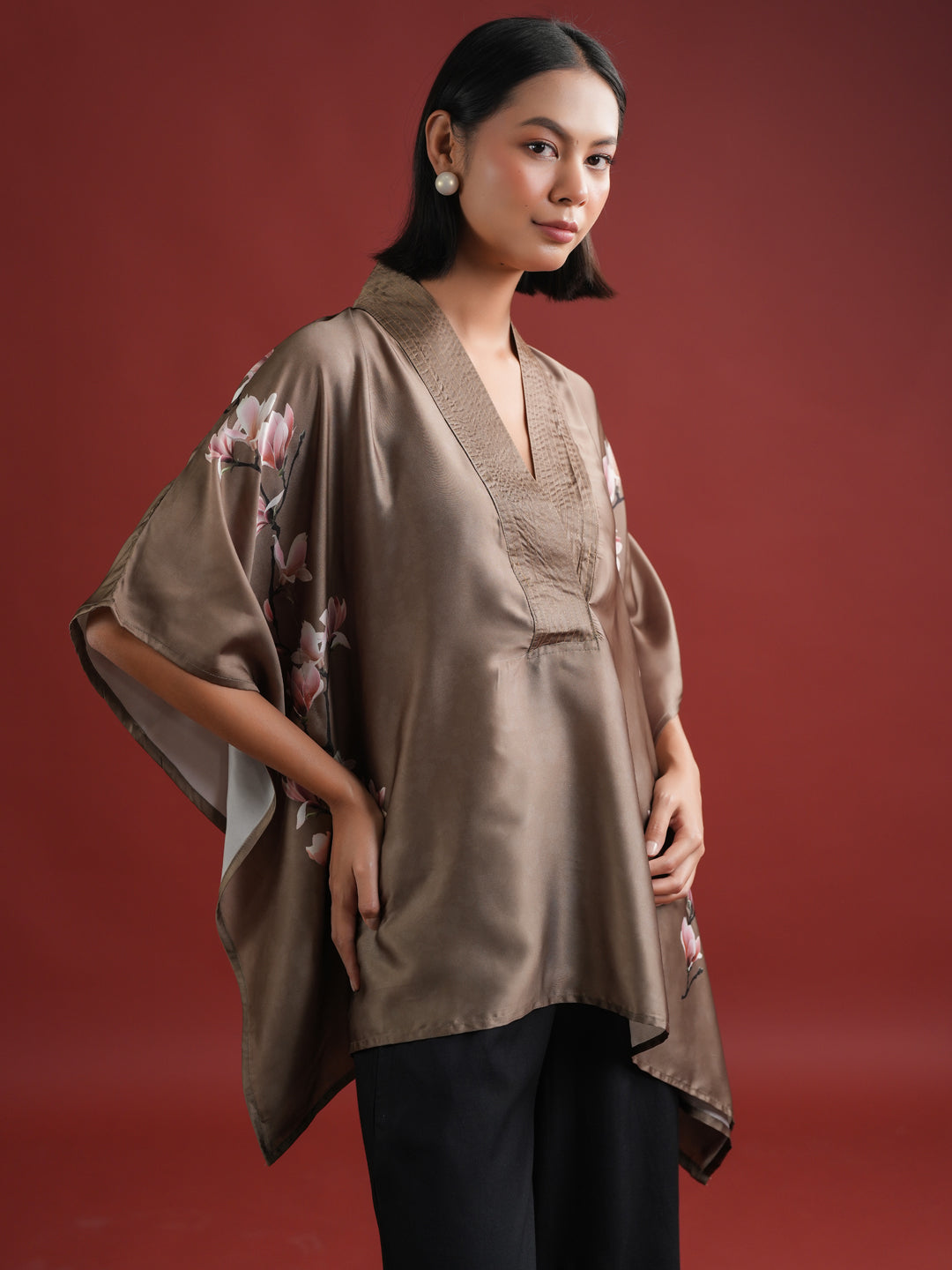 Olive Color Floral Peinted Co-ords Set